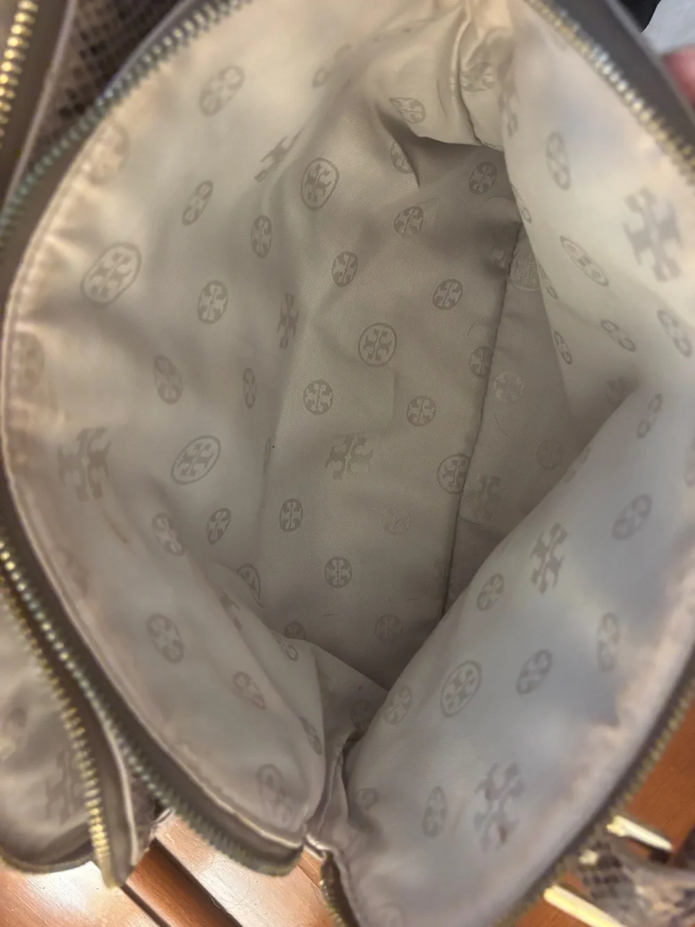 Tory Burch Catalina Python Print Leather Satchel Bag